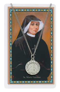 St. Maria Faustina Pewter Medal With Holy Card