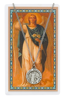 St. Gabriel Archangel Pewter Medal With Holy Card