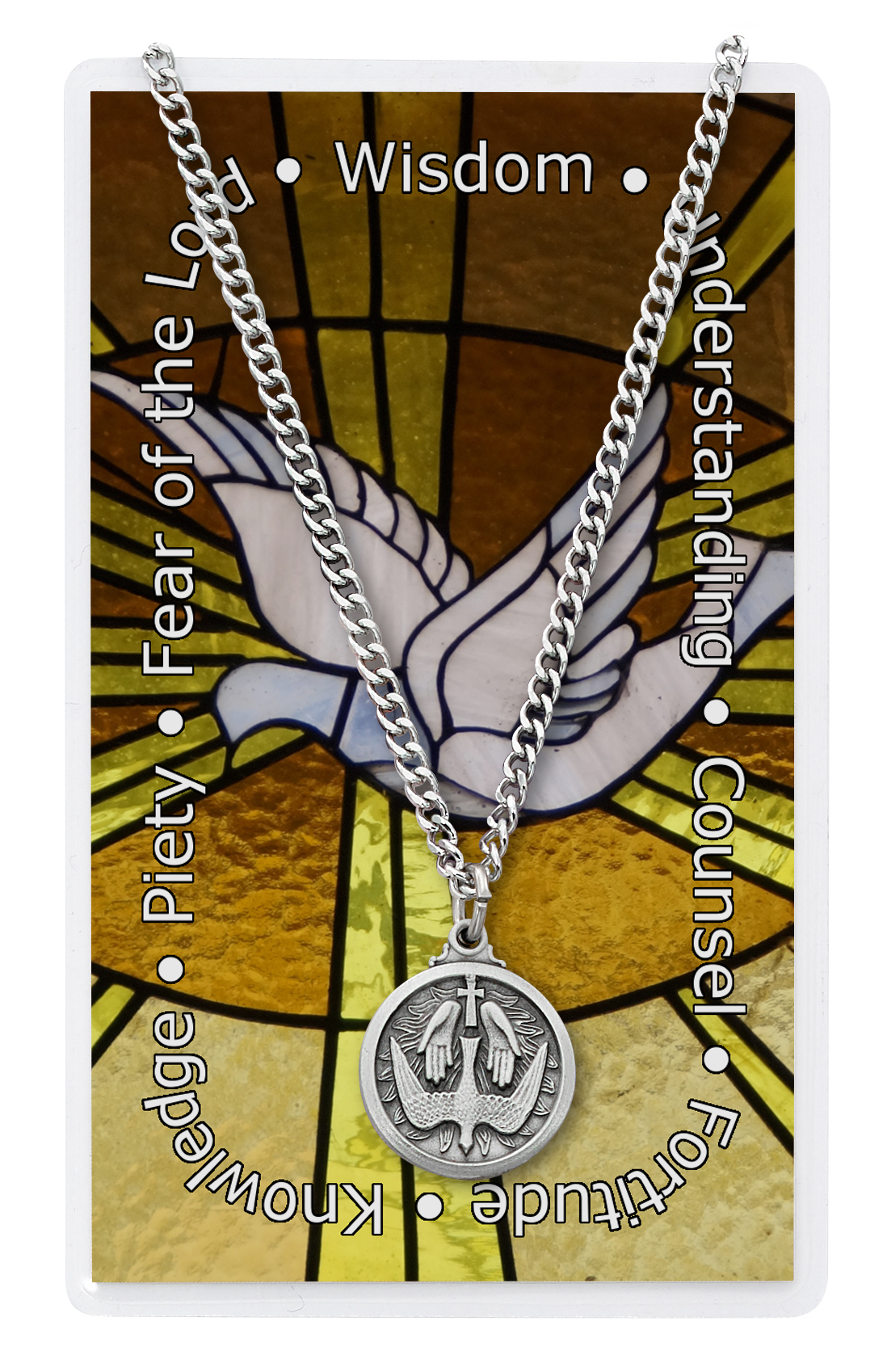 Holy Spirit Pewter Medal With Holy Card