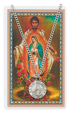 St. Juan Diego Pewter Medal With Holy Card