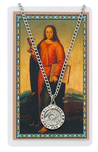 Saint John Apostle Pewter Medal With Holy Card