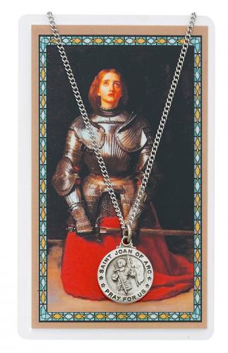 Saint Joan of Arc Pewter Medal With Holy Card