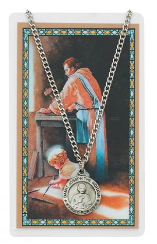 Saint Joseph Worker Pewter Medal With Holy Card