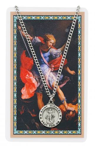 St. Michael Pewter Medal With Holy Card