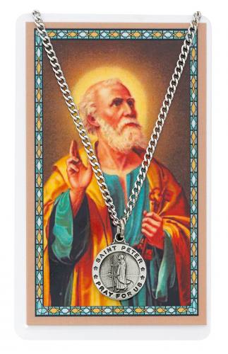 Saint Peter Pewter Medal With Holy Card