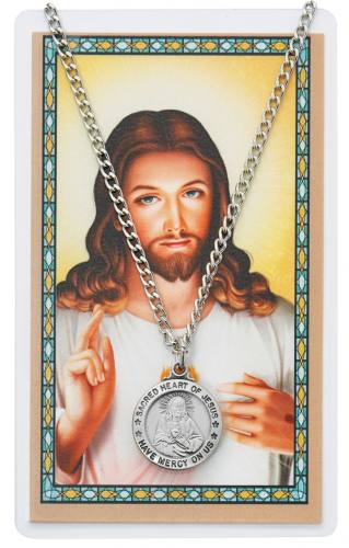 Sacred Heart of Jesus Pewter Medal With Holy Card