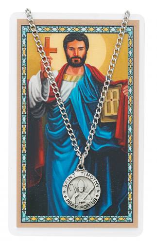 St. Timothy Pewter Medal With Holy Card