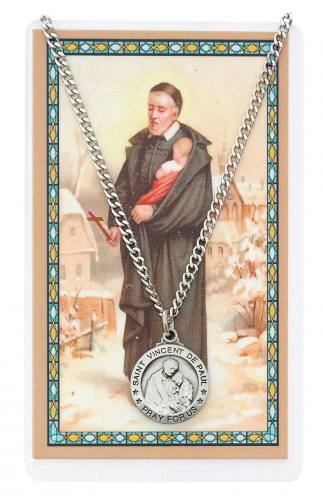 St. Vincent de Paul Pewter Medal With Holy Card