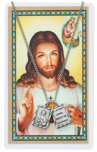 Scapular Pewter Medal With Holy Card