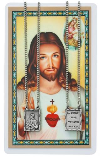 Scapular Pewter Medal With Holy Card