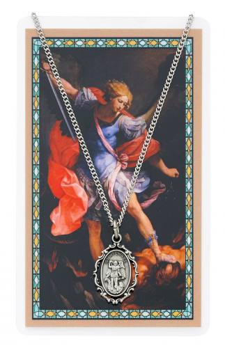 St. Michael Pewter Medal With Holy Card