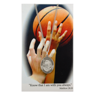 Sport Medal St. Christopher Basketball Women 3/4 in Pewt Silver
