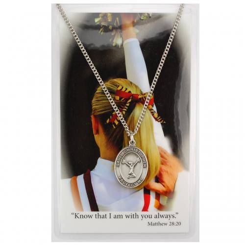 Sport Medal St. Christopher Cheerleader Women 3/4 in Pew Silver