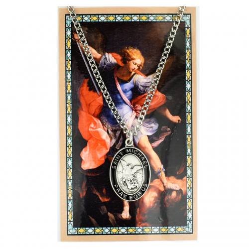 St. Michael Pewter Medal With Holy Card