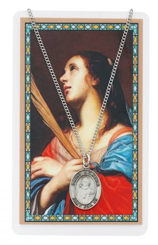 St. Agatha Pewter Medal With Holy Card