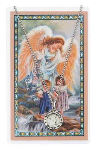 Guardian Angel Pewter Medal With Holy Card