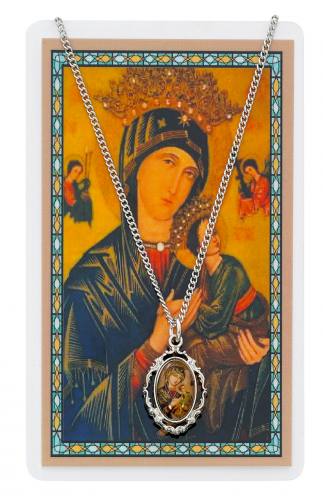 Mary Our Lady of Perpetual Help Pewter Medal With Holy Card