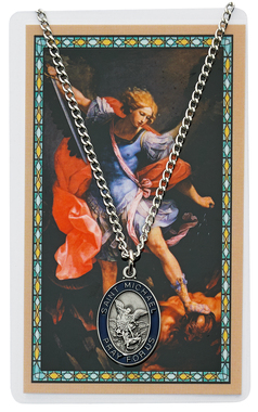 St. Michael Pewter Medal With Holy Card