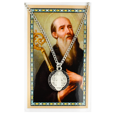 St. Benedict Pewter Medal With Holy Card