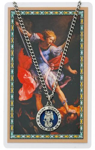 St. Michael Pewter Medal With Holy Card