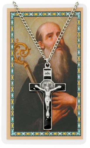 St. Benedict Pewter Crucifix With Holy Card