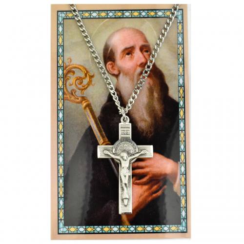 St. Benedict Pewter Crucifix With Holy Card