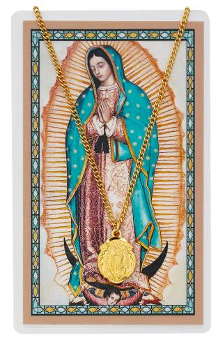 Mary Our Lady of Guadalupe Gold Plate Medal W/ Holy Card