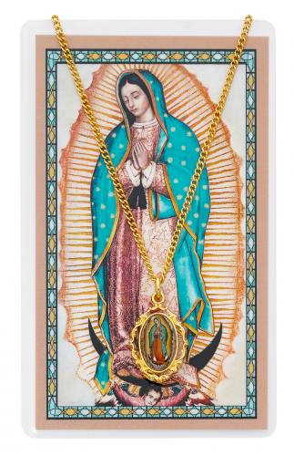 Mary Our Lady of Guadalupe Gold Plate Medal W/ Holy Card