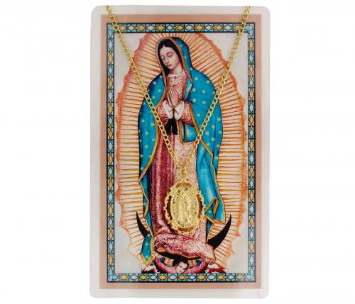 Mary Our Lady of Guadalupe Gold Plate Medal W/ Holy Card