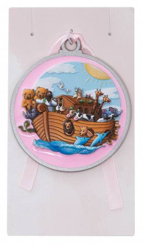 Crib Medal Noah's Ark Pink