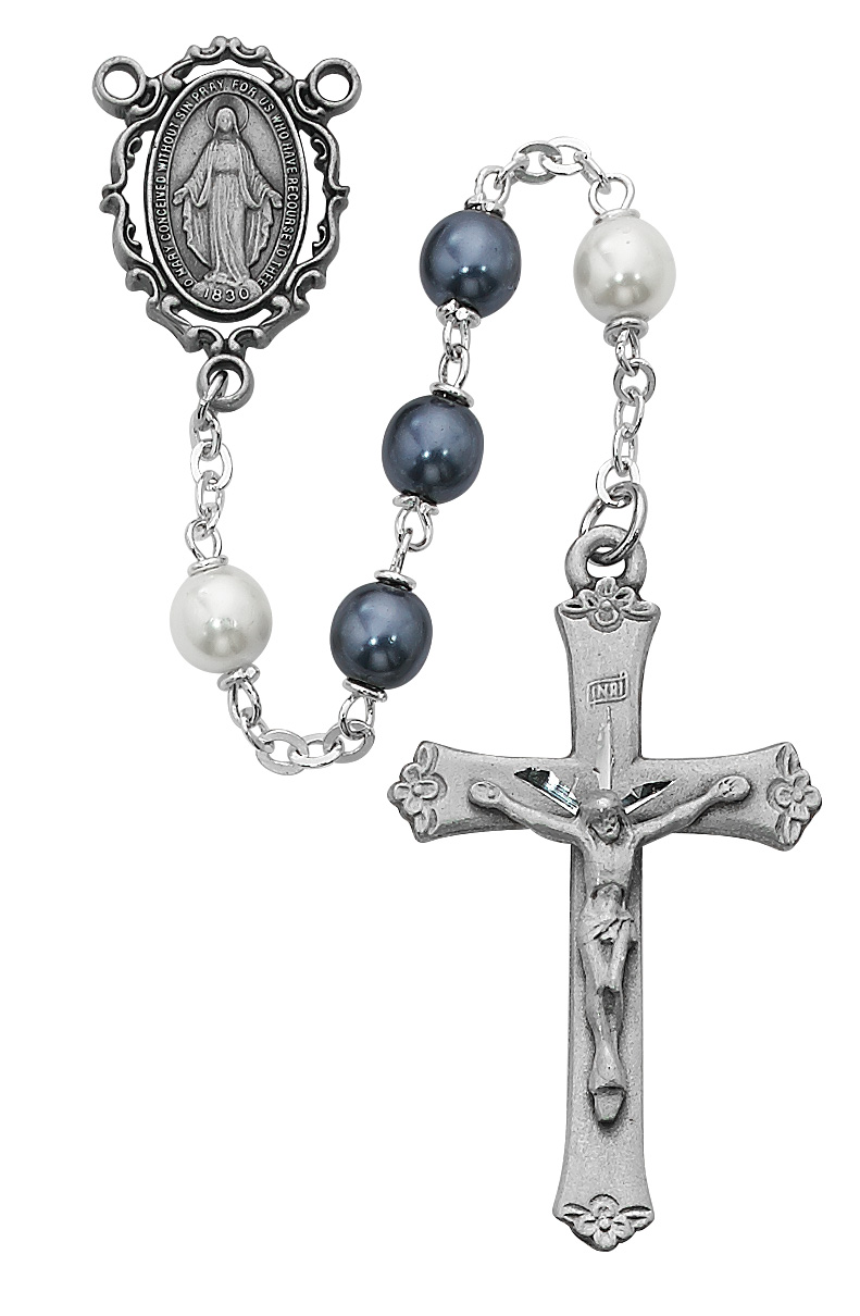 Blue and  White Pearl like  Rosary