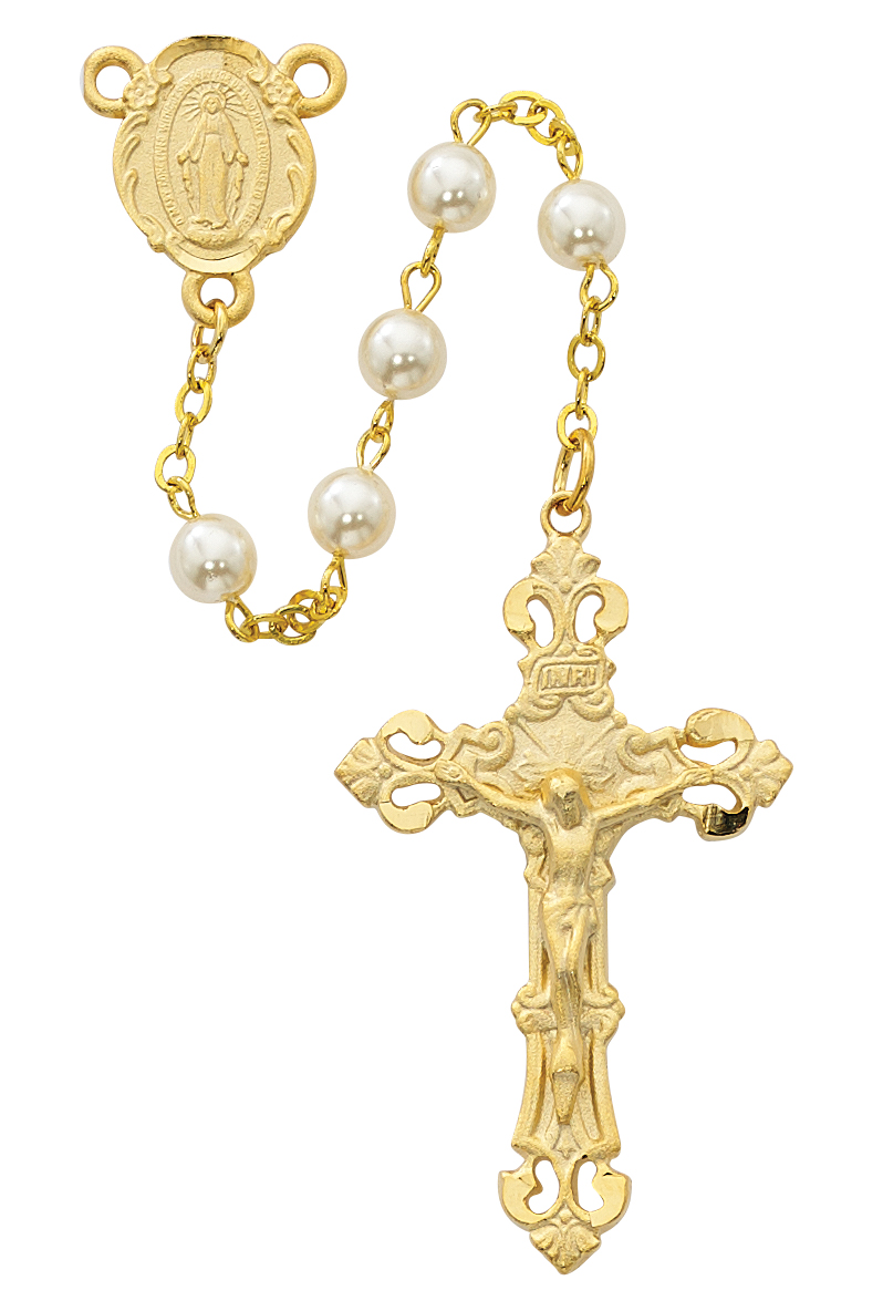 Pearl like  Glass Rosary