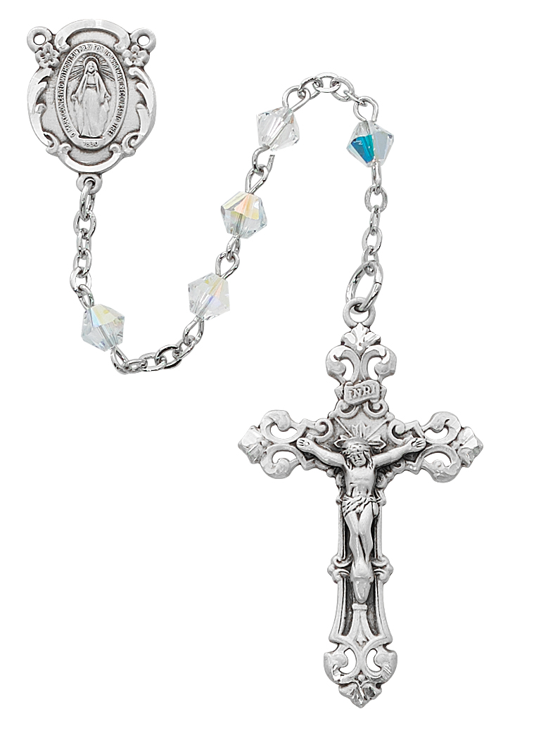 Crystal Swarovski Bead Rosary Sterling Silver