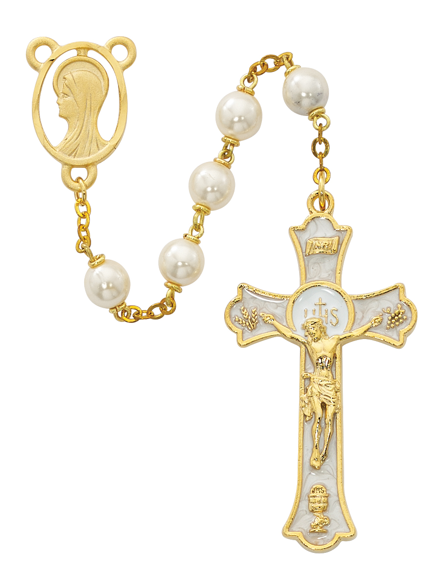 Pearl like  Holy Mass Crucifix Rosary