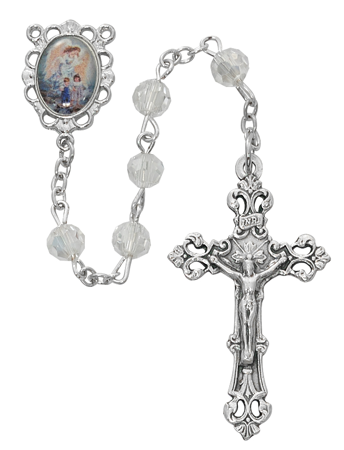 Rhodium Plated Guardian Angel Rosary