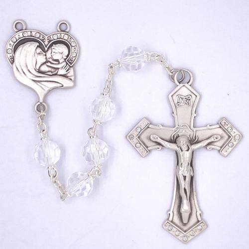 Rosary Mother & Child Sterling Silver Crystal Beads