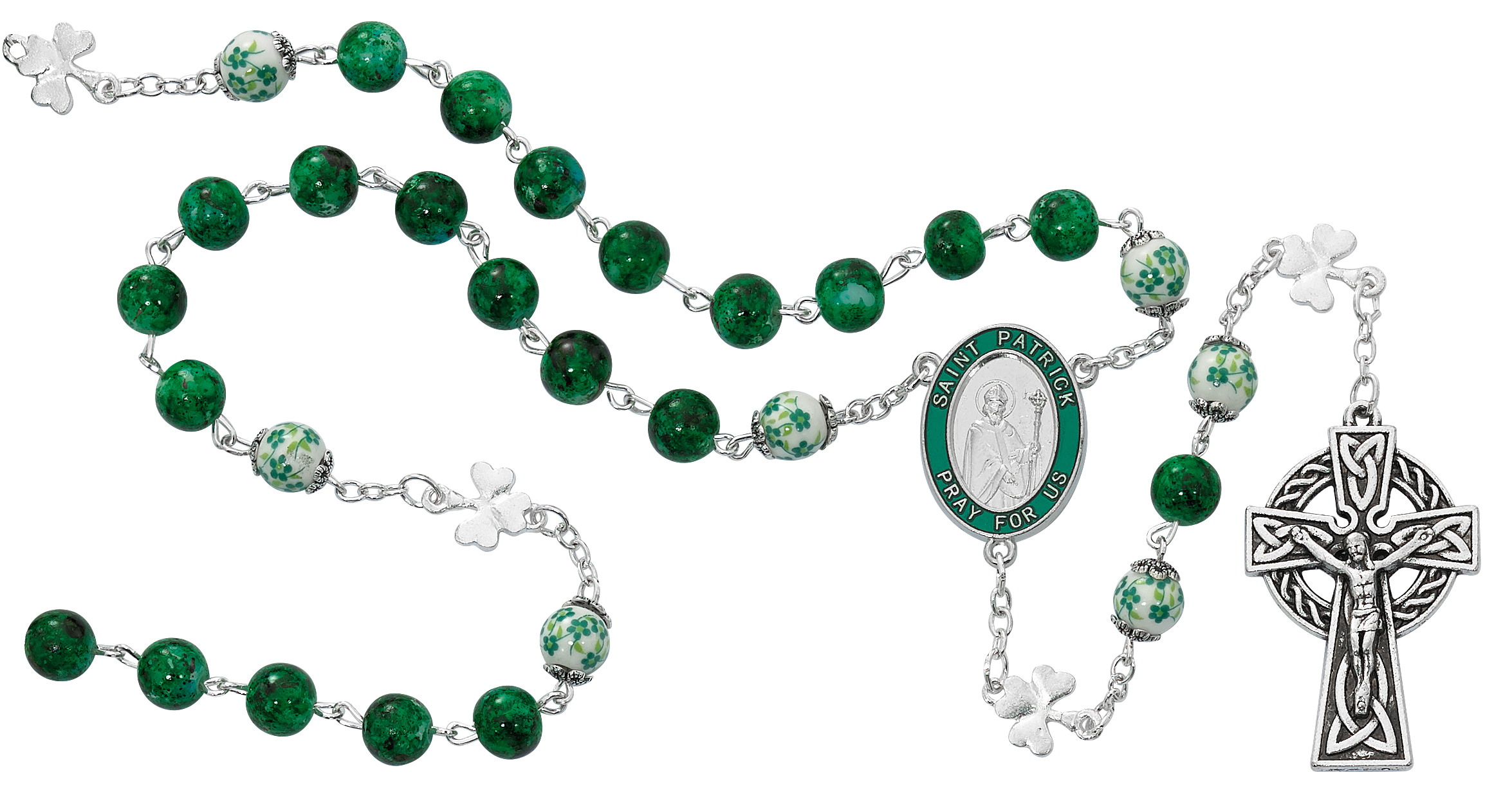 Green St. Patrick Shamrock Rosary