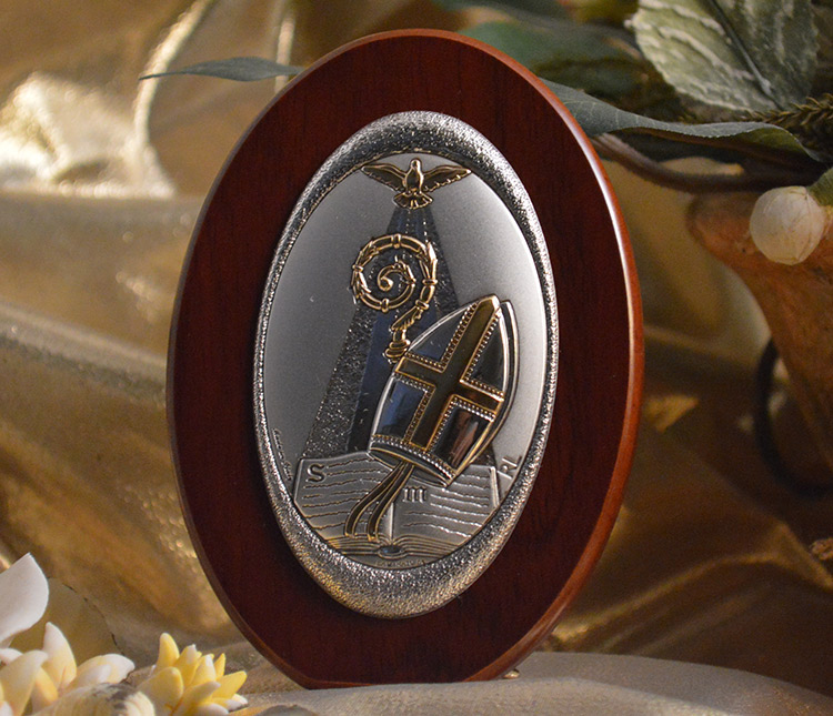 Icon Italian Silver Confirmation Wood Plaque