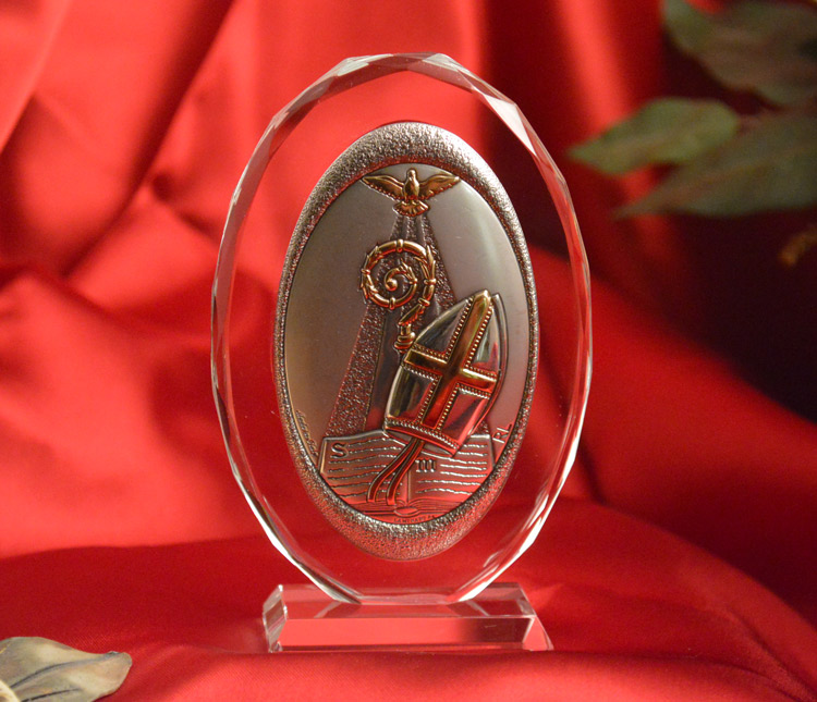 Icon Italian Silver Confirmation Glass Plaque