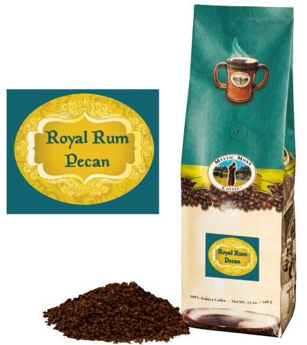 Mystic Monk Coffee Royal Rum Pecan Blend Ground Flavored 12 oz.