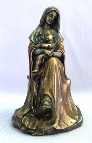 Statue Mary Madonna & Child 6 Inch Resin Bronze