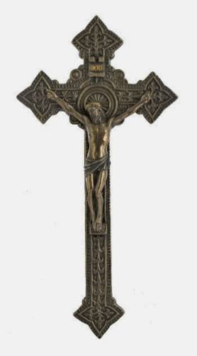 Crucifix Wall 9 Inch Resin Bronze
