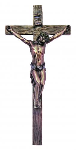 Crucifix Wall 13 Inch Resin Bronze