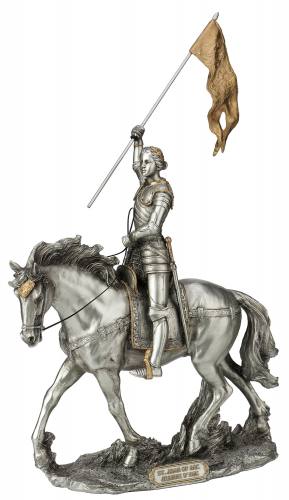 Statue St. Joan of Arc 11 Inch Resin Pewter