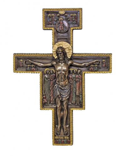Crucifix Wall San Damiano 10 Inch Resin Bronze