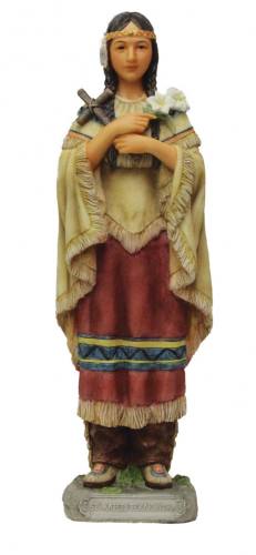 Statue St. Kateri 8 inch Resin Hand Painted