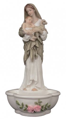 Holy Water Font Mary L'Innocence Madonna 7.5 Inch Hand Painted