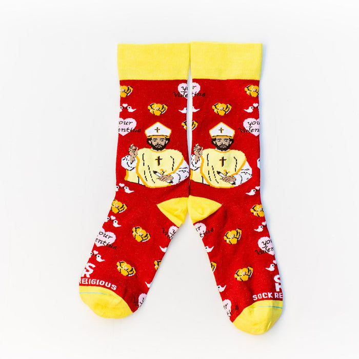 Sock Religious St. Valentine Adult Cotton Nylon Spandex