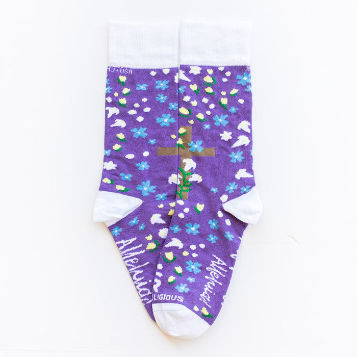 Sock Religious Easter Bloom Adult Cotton Nylon Spandex