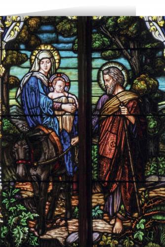 Christmas Cards Flight Into Egypt Stained Glass Box of 25